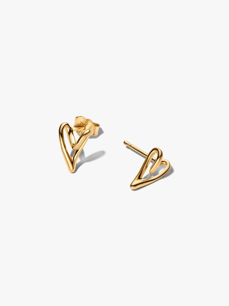 Pandora-Ohrringe – Gold-Bio-Herz-Ohrstecker | 264393C00