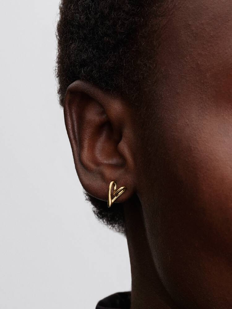Pandora-Ohrringe – Gold-Bio-Herz-Ohrstecker | 264393C00