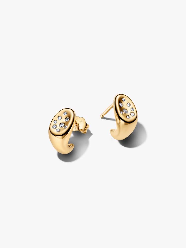 Boucles d'oreilles Pandora - Clous d’Oreilles Sertis de Forme Organique Dorés | 264661C01