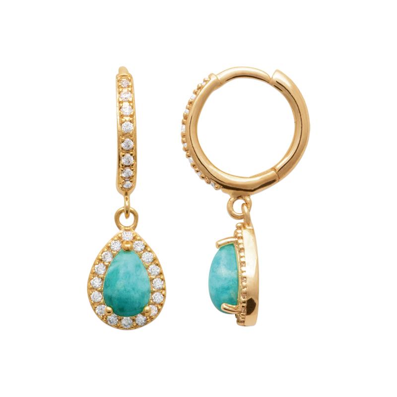 Charm - Amazonite - Gold Plated - Creoles
