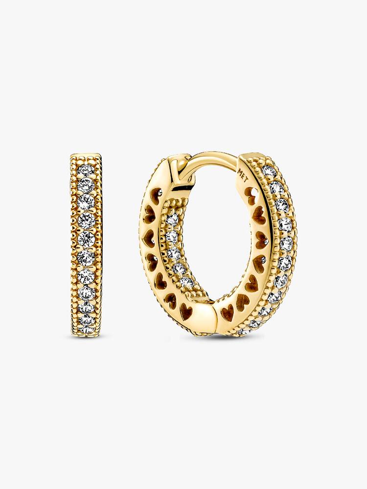 Boucles d'oreilles Pandora - Créoles Cœur Pavé | 266317C01