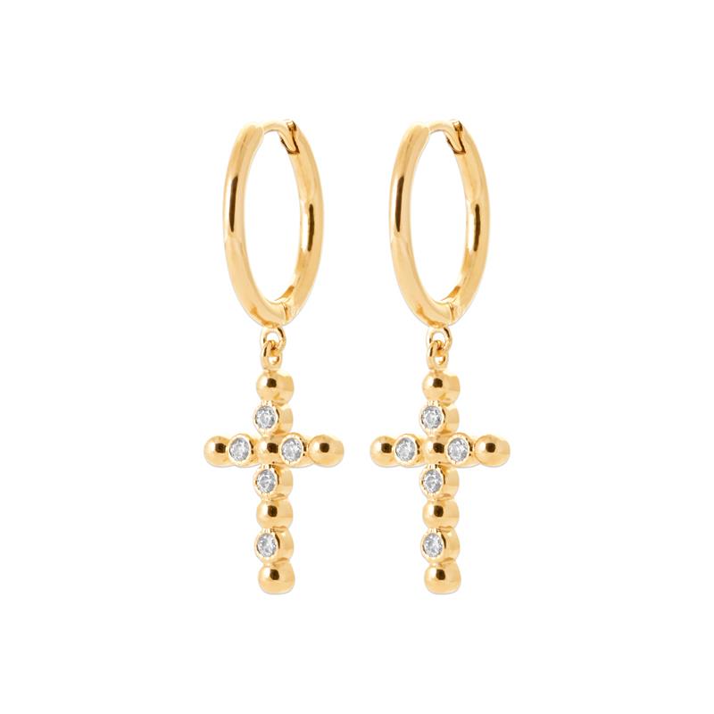 Charm - Cross - Gold Plated - Creoles