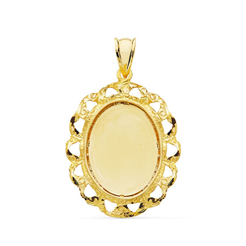 18K Gul Guld Hegnsplade Oval 32X25 mm