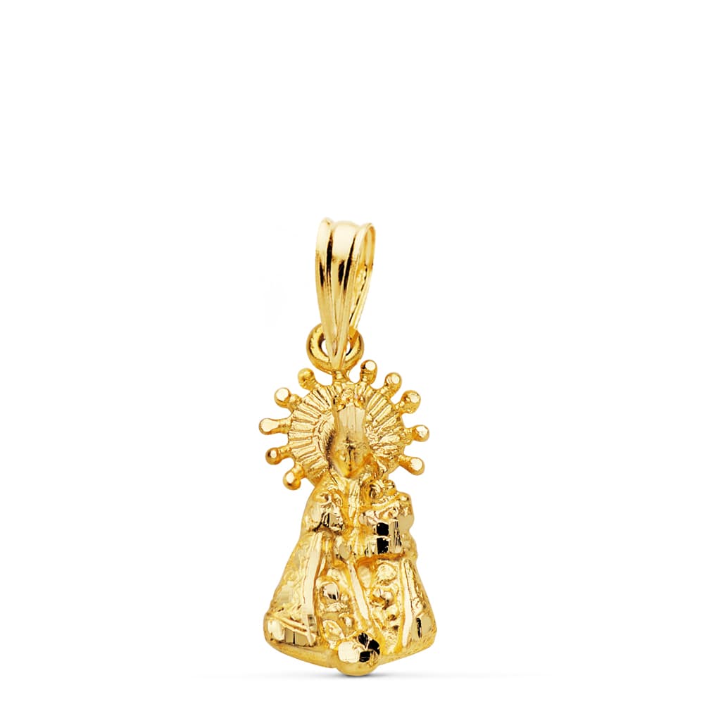 Médaille Silhouette de la Vierge Desamparados en Or Jaune 9K 17X9 mm