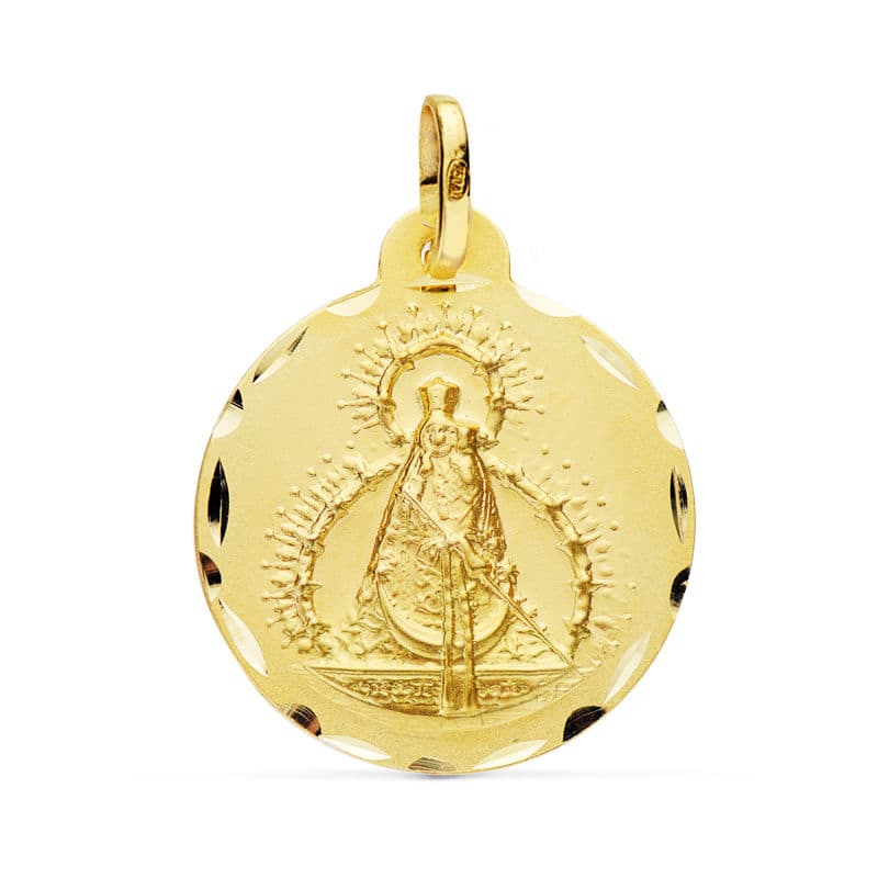 18K Médaille Vierge de la Cabeza Or Jaune 22 mm