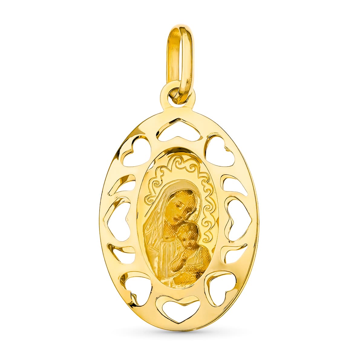 Medalla Esmaltada Oro Amarillo 18K 26X16 mm