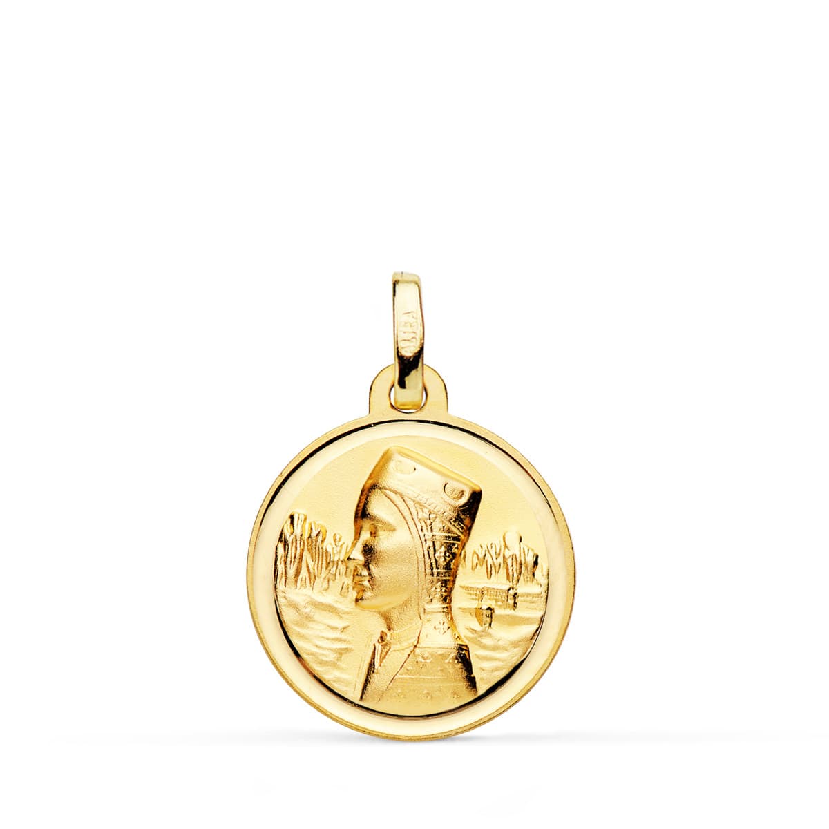 18K Médaille Vierge du Montserrat Biseau 18 mm