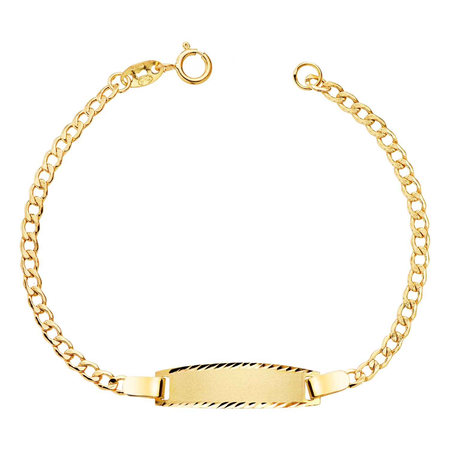 Bracelet Barbe Creuse en Or Jaune 18K Largeur : 2,5MM Plaque Plaquée : 22X6MM Longueur 14-5 Cm