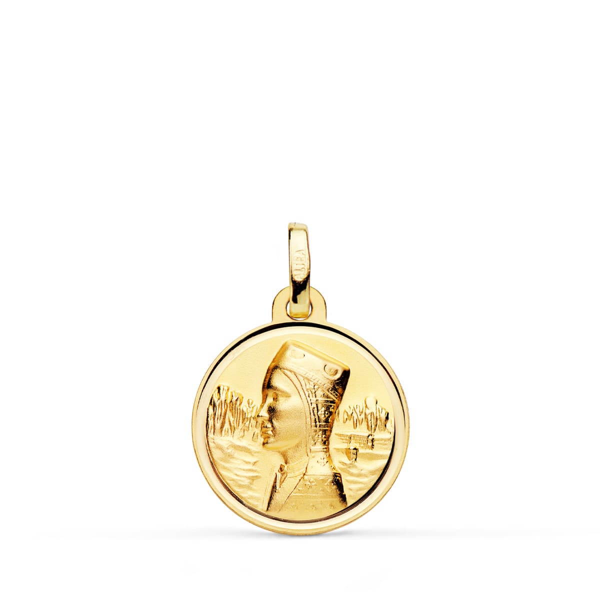 Medalla Virgen de Montserrat 18K 16 mm Biselada
