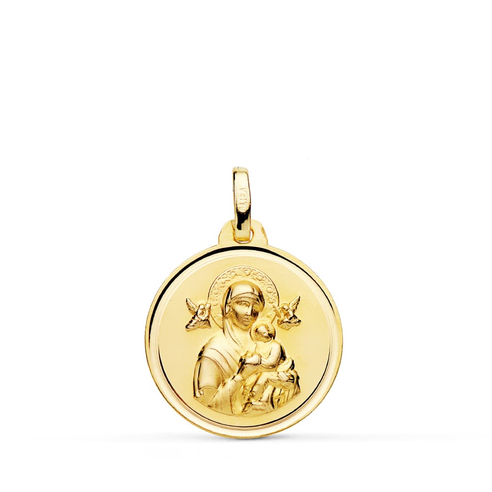 Médaille Or Jaune 18K Vierge du Perpétuel Secours en Pulie 18 mm