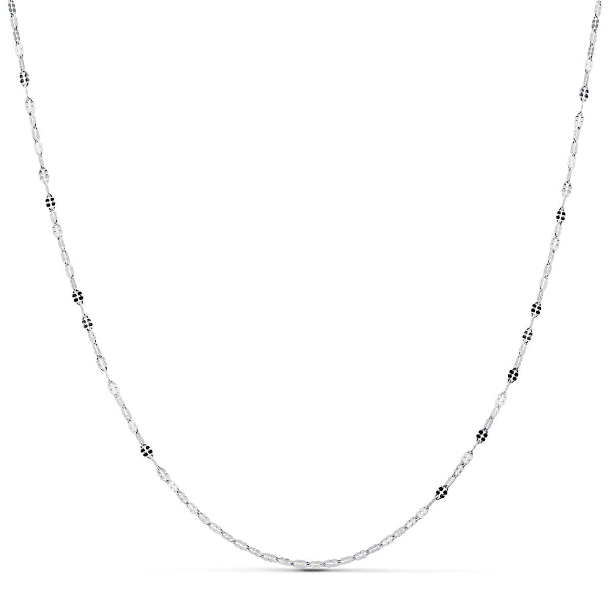 18K Chaîne Or Blanc Maille Facettée 1.5 mm 45 Cm.