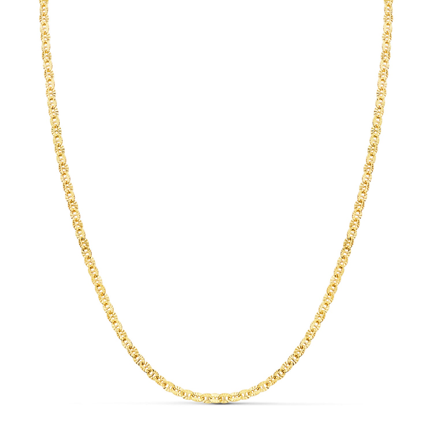 18K Cable Chain Digging Yellow 18K Diamond Link Length 40 Cm Width 2 mm