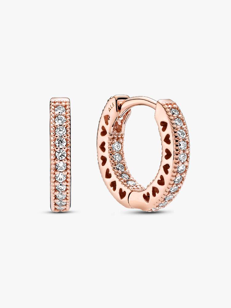 Boucles d'Oreilles Pandora - Créoles Cœur Pavé | 286317C01