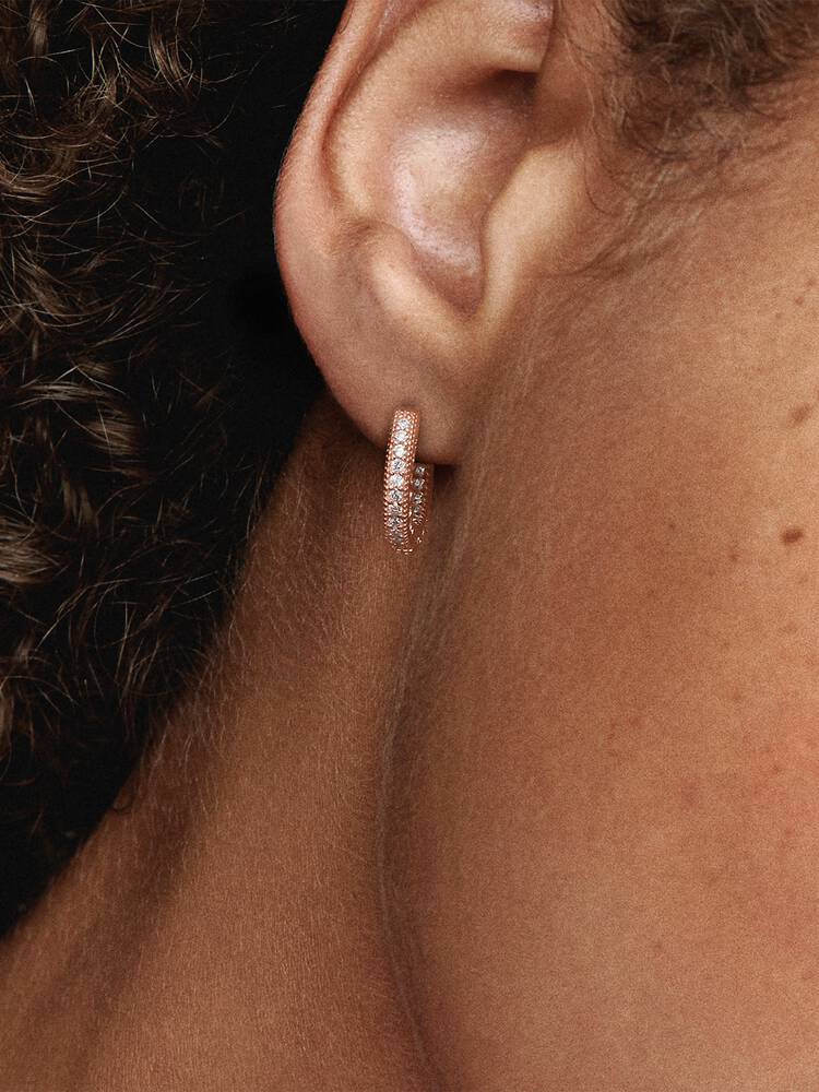 Boucles d'Oreilles Pandora - Créoles Cœur Pavé | 286317C01