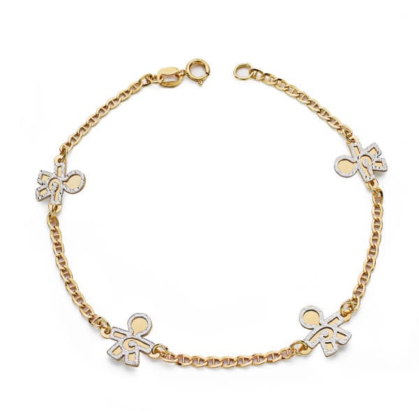 18K Bracelet Or Bicolore Enfants 19.5 Cm