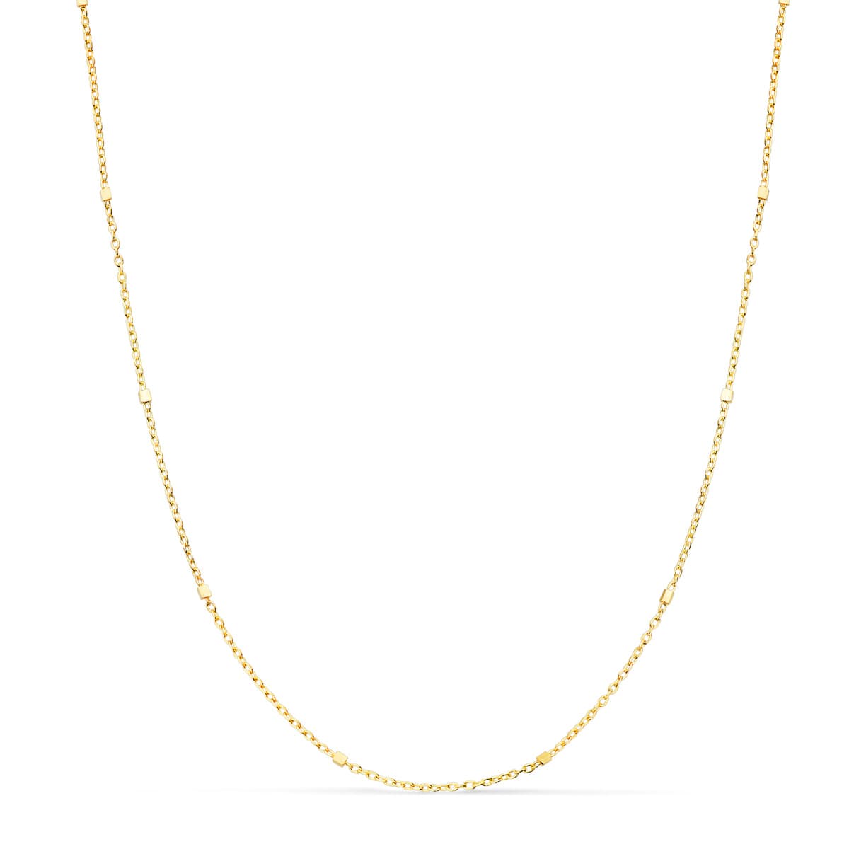 Catena Cava Combinata Forzata e Cubi in Oro Giallo 18 Carati Lunghezza 40 Cm Larghezza 1 mm