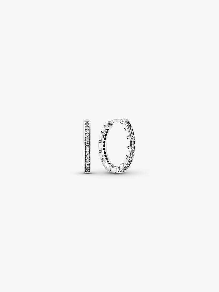 Boucles d'Oreilles Pandora - Créoles Scintillement et Signature | 290558CZ