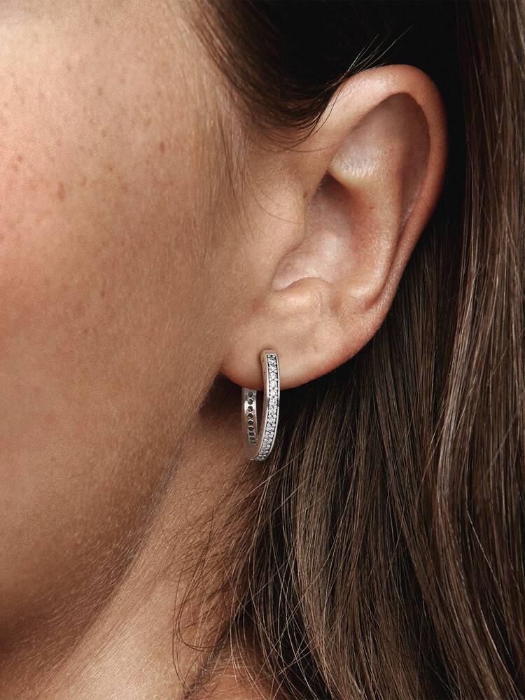 Boucles d'Oreilles Pandora - Créoles Scintillement et Signature | 290558CZ