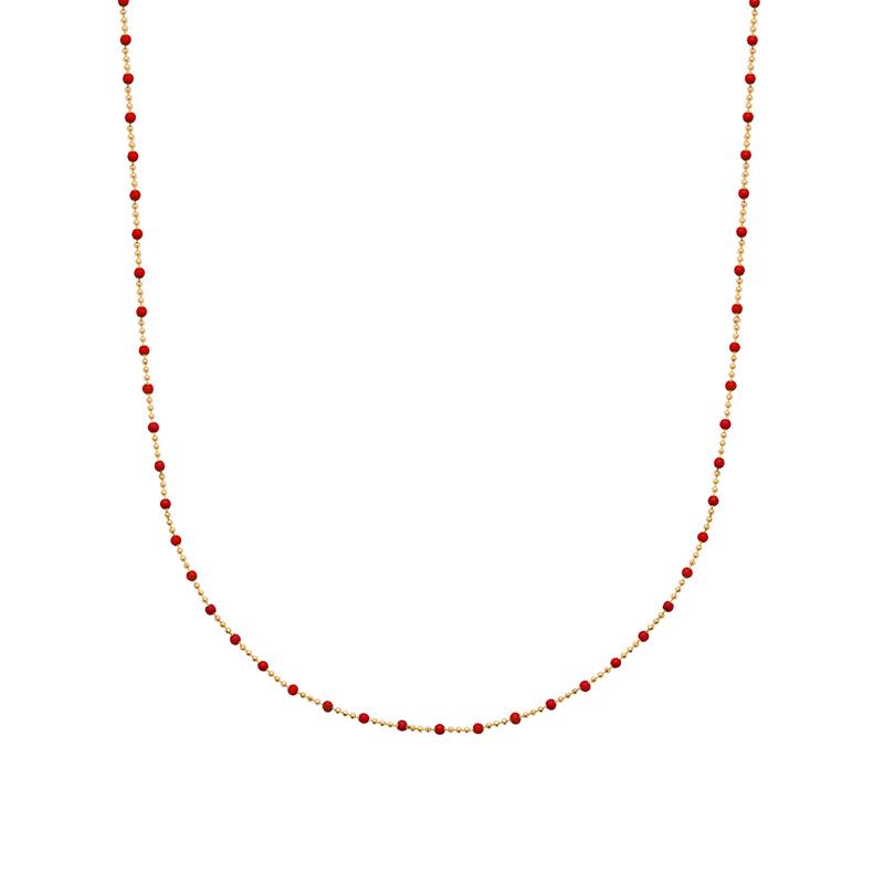 Perle – Rot – Halskette – vergoldet