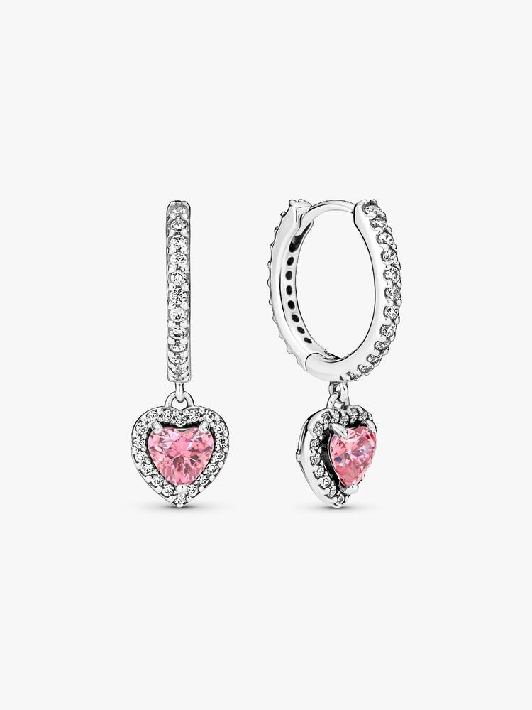 Náušnice Pandora - Třpytivé náušnice Halo Heart Hoop | 291445C01