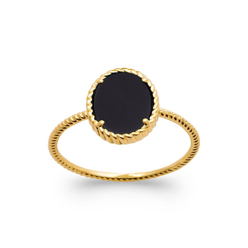 Black Agate - Gold Plated Ring - Azuline