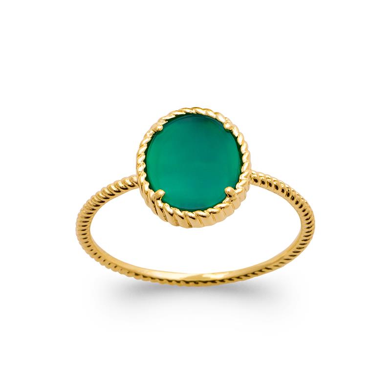 Green Agate - Gold Plated Ring - Azuline