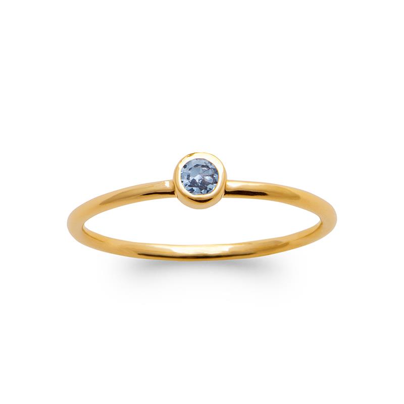 Solitaire - Bleu -  Bague en Plaqué Or - Azuline