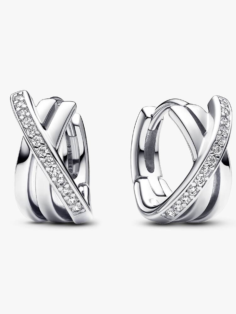 Boucles d'oreilles Pandora - Créoles Pavé Croisées | 293150C01