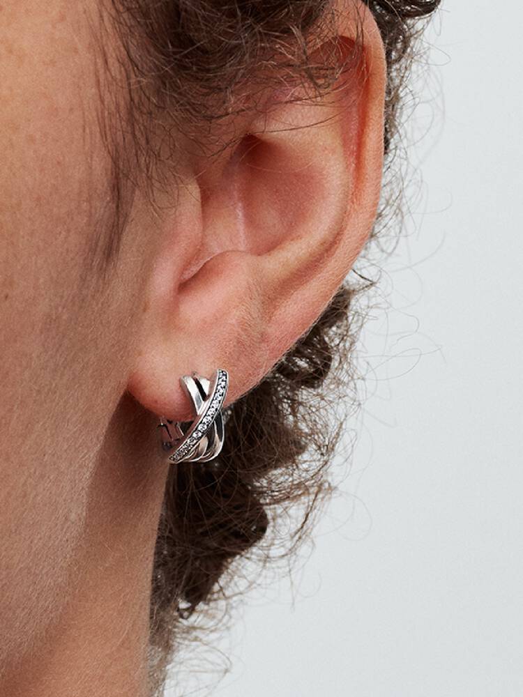 Boucles d'oreilles Pandora - Créoles Pavé Croisées | 293150C01