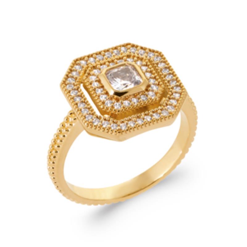 Anillo Octogonal – Chapado en Oro | Azuline