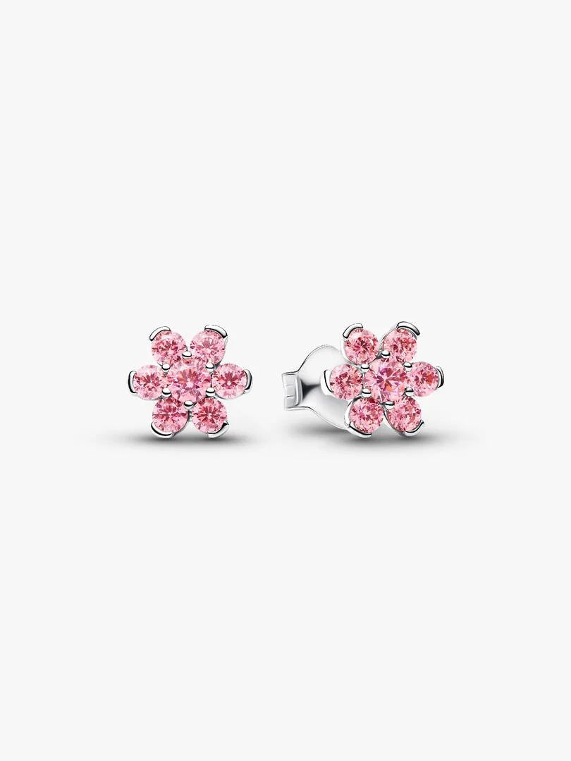 Blomster øreringe i sterling sølv med fancy pink cubic zirconia