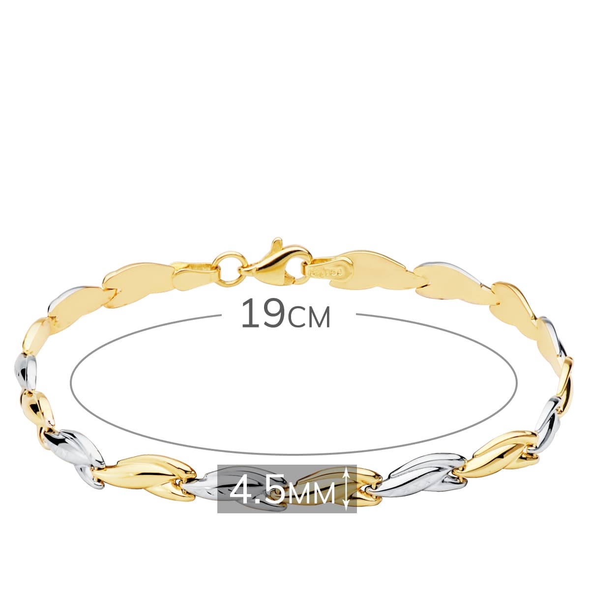 Pulsera Oro Bicolor 18K 19 Cm