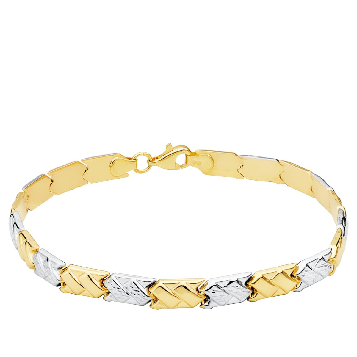 18K Bracelet Or Bicolore 19 Cm