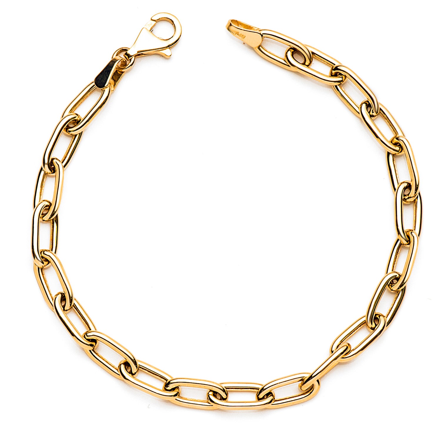 18K gul guld hul armbånd. Bredde 5 mm Længde 19 Cm