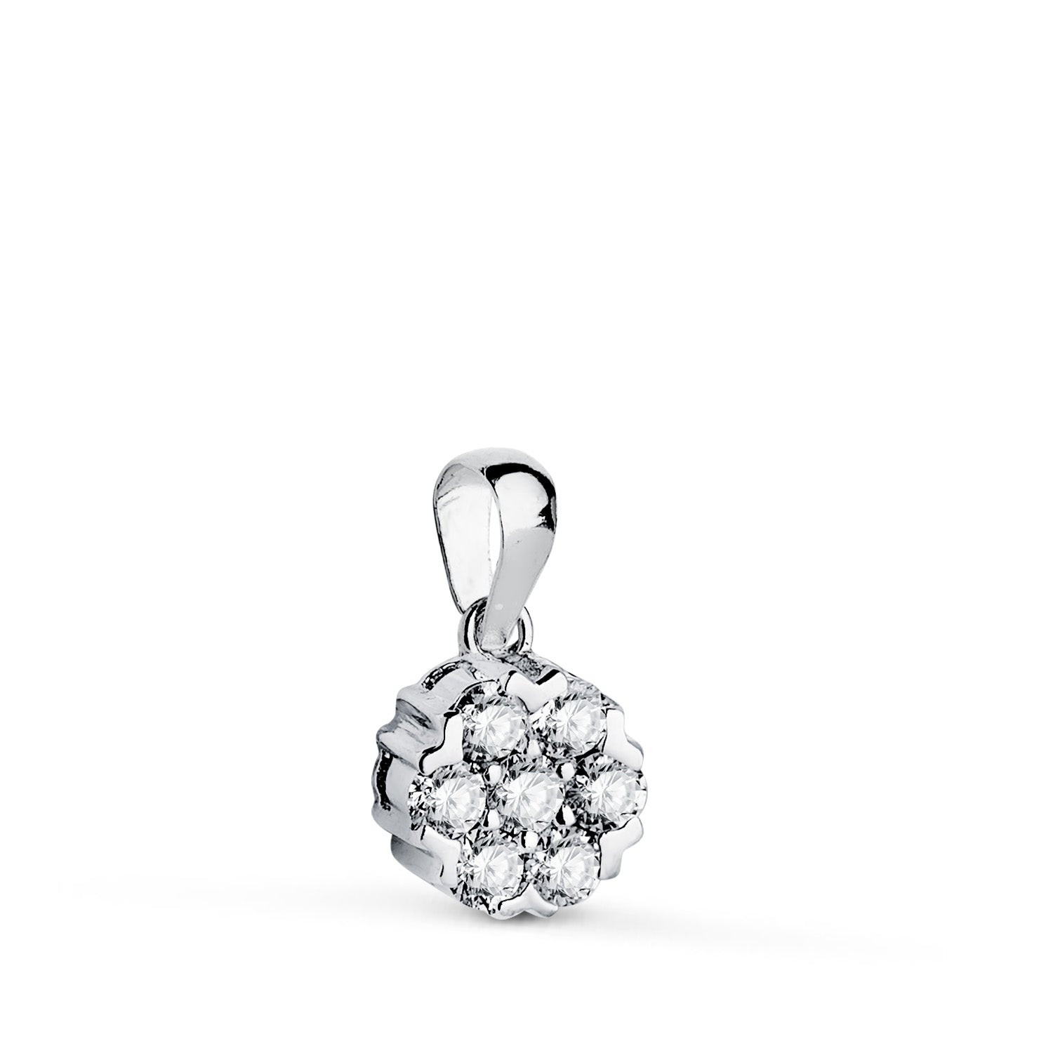 Pendentif en Or Blanc 18K avec Diamants de Laboratoire Taille Brillant 0,30 Ct G-VS2 Taille : 7 X 7 mm