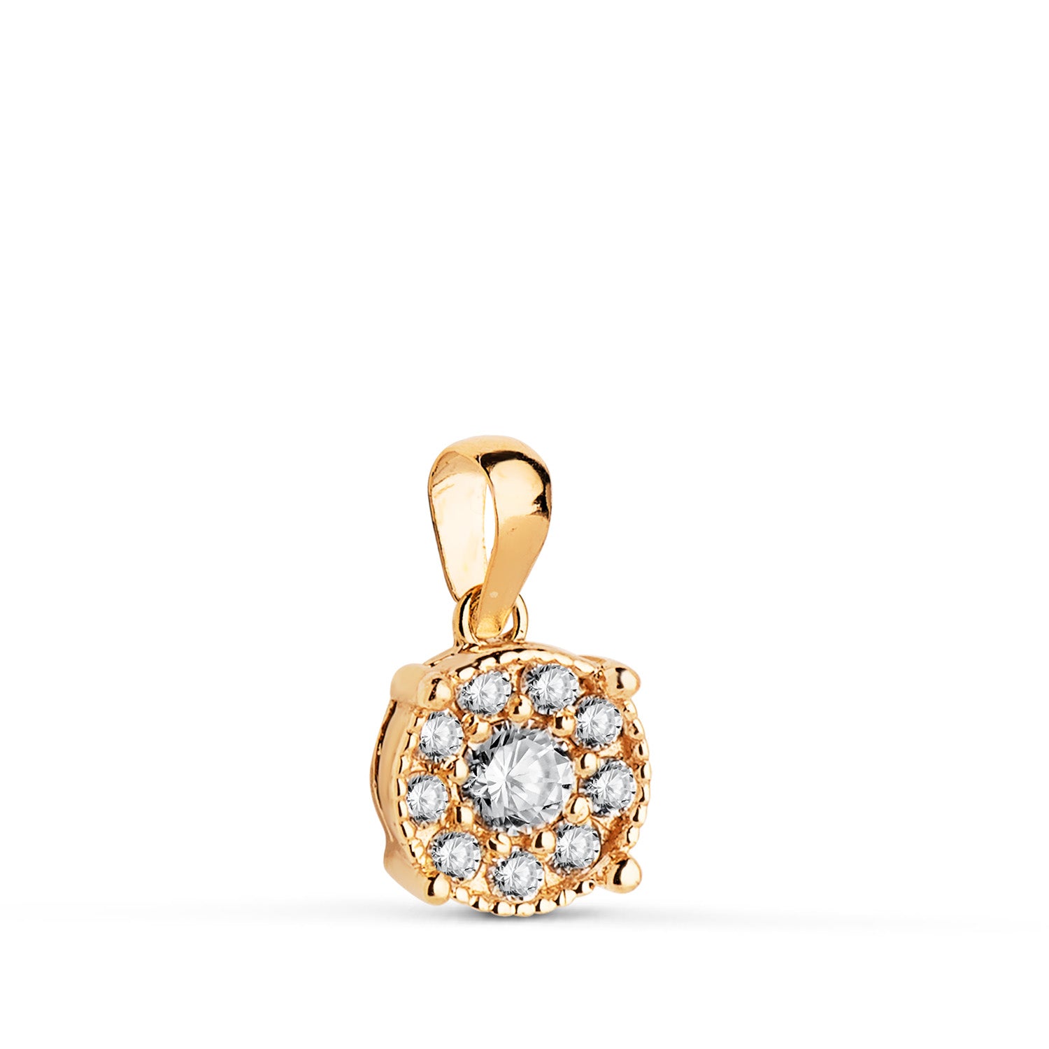 Pendentif en Or Jaune 18K avec Diamants de Laboratoire Taille Brillant 0,182 Ct G-VS1 Taille : 8 X 6,5 mm