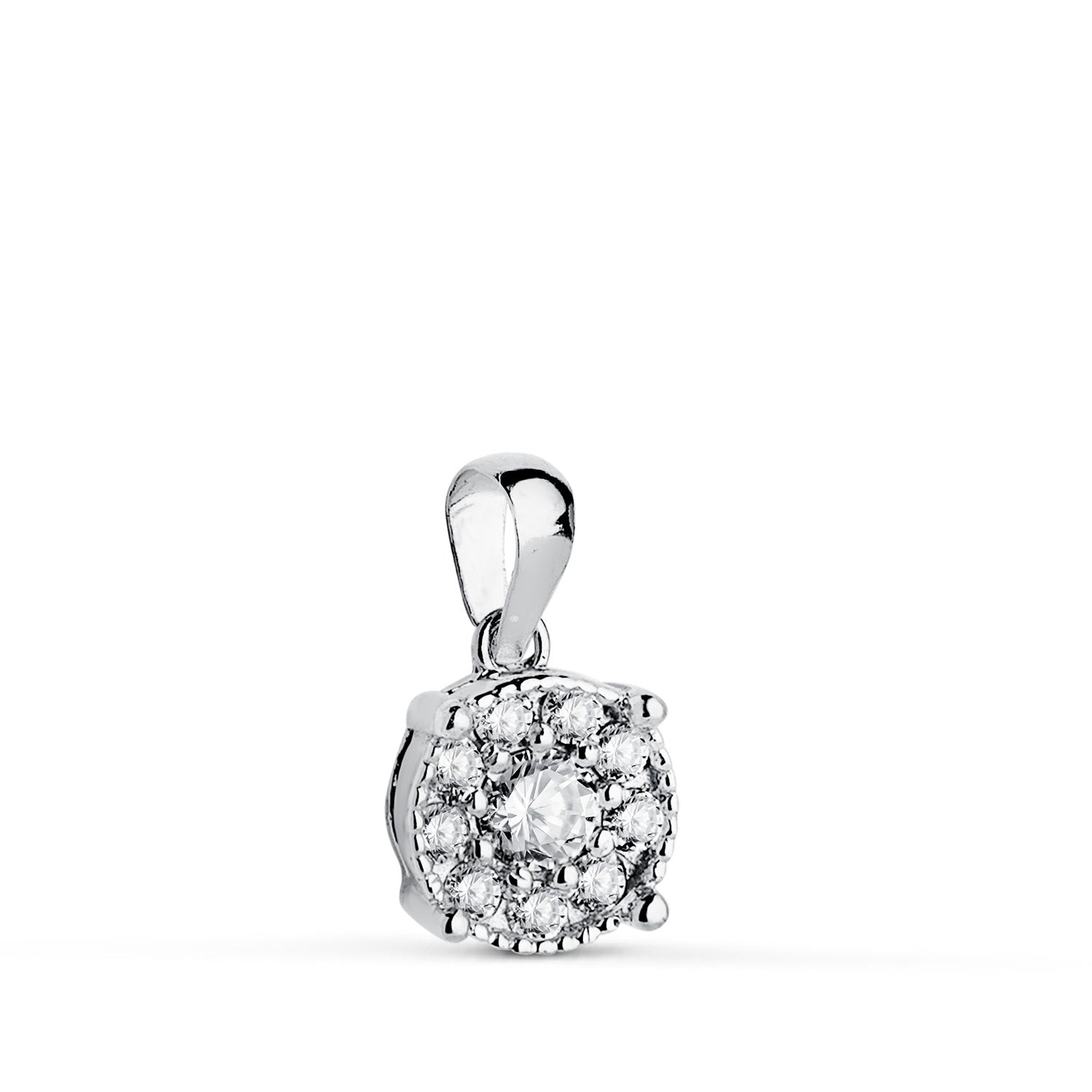 Pendentif en Or Blanc 18K avec Diamants de Laboratoire Taille Brillant 0,182 Ct G-VS1 Taille : 8 X 6,5 mm