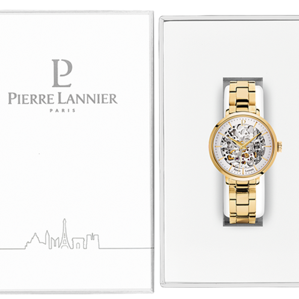 Montre femme Pierre Lannier AUTOMATIC 305D528 – cadran argenté bracelet acier doré – vue 3