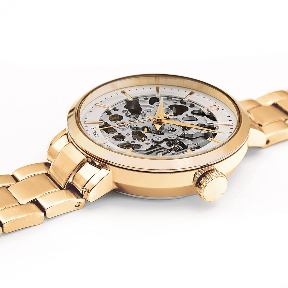 Montre femme Pierre Lannier AUTOMATIC 305D528 – cadran argenté bracelet acier doré – vue 2