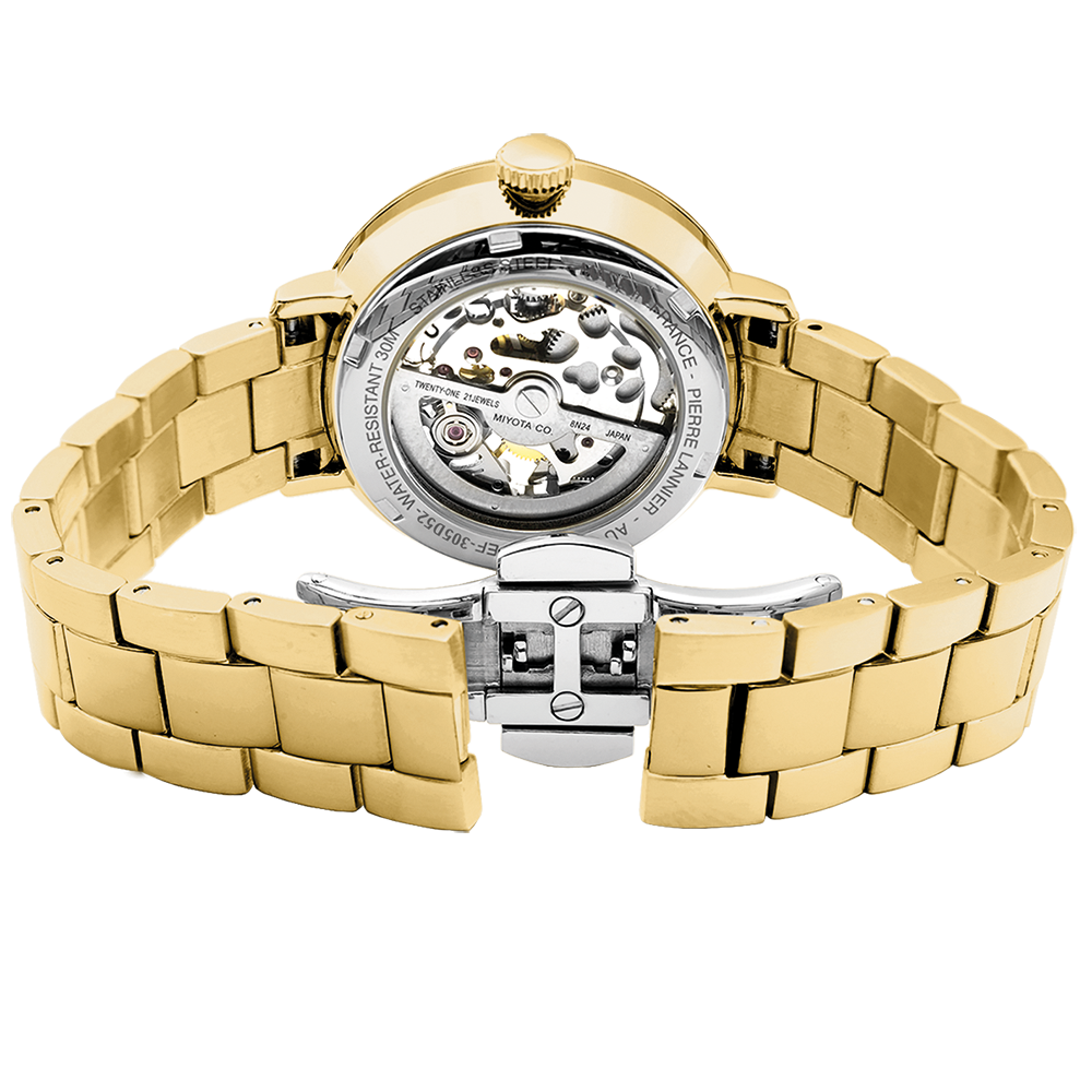 Montre femme Pierre Lannier AUTOMATIC 305D528 – cadran argenté bracelet acier doré – vue 5