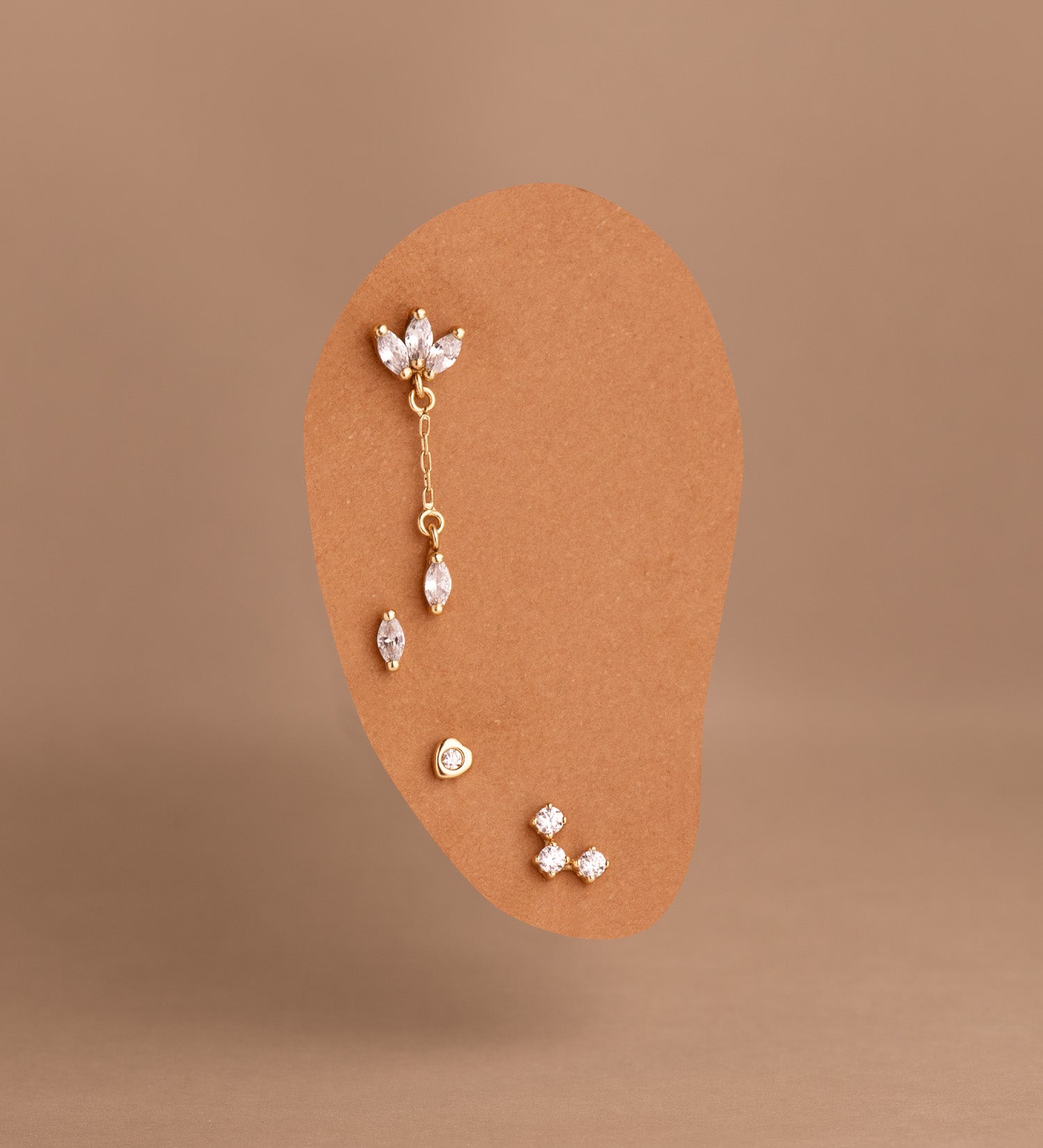 Piercing Doreille en Or Jaune 18K 3X3 mm avec Zircone Épais 120 mm Barre Fermoir a Vis