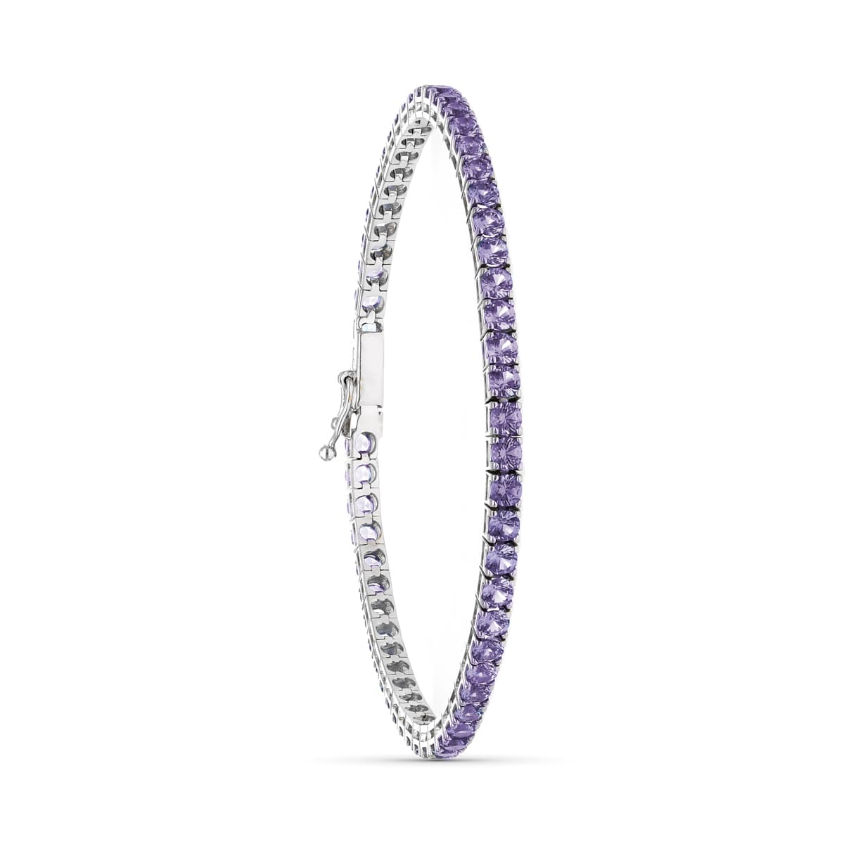 18K Bracelet en Or Blanc Améthyste 19 Cm