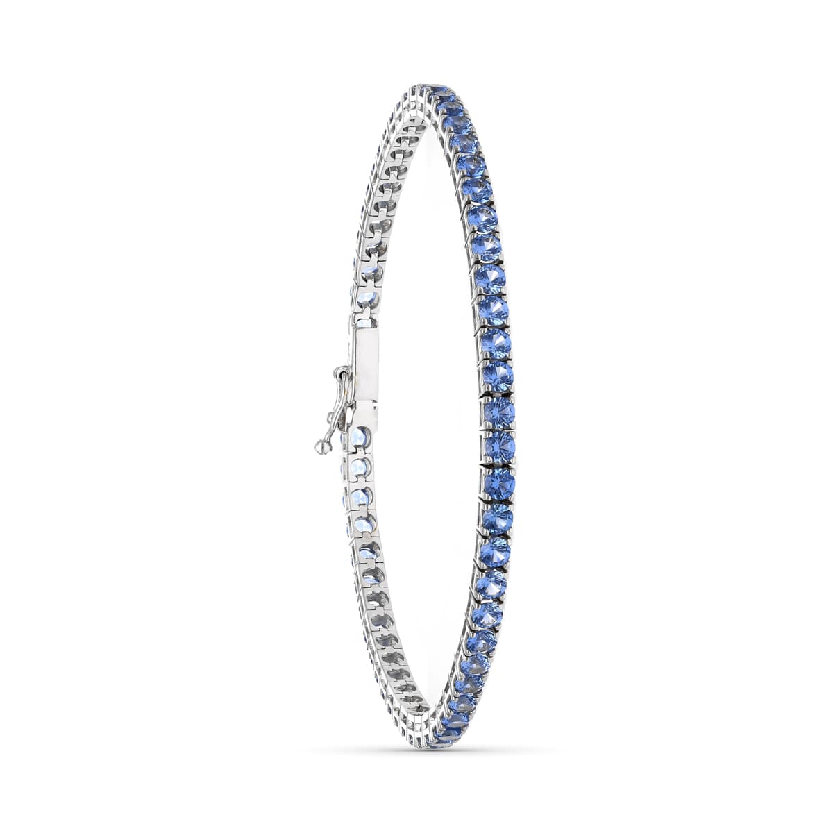 18K Bracelet en Or Jaune Pierres Bleues 19 Cm