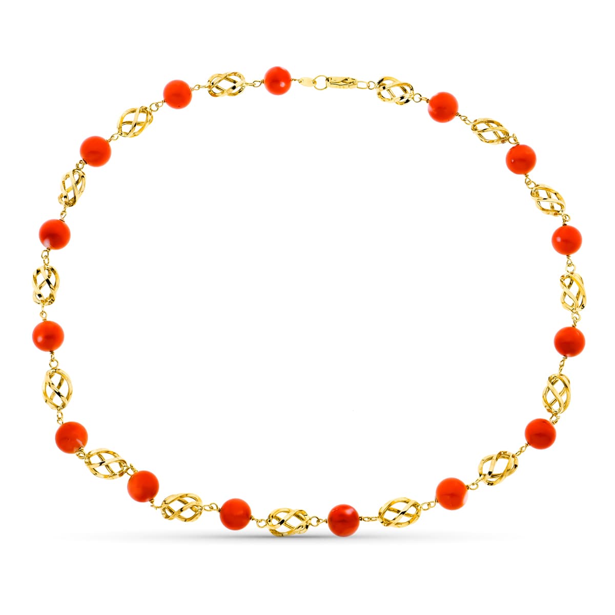 Collar Oro Amarillo 18K Coral Japonés 9-9,5 mm 50 Cm