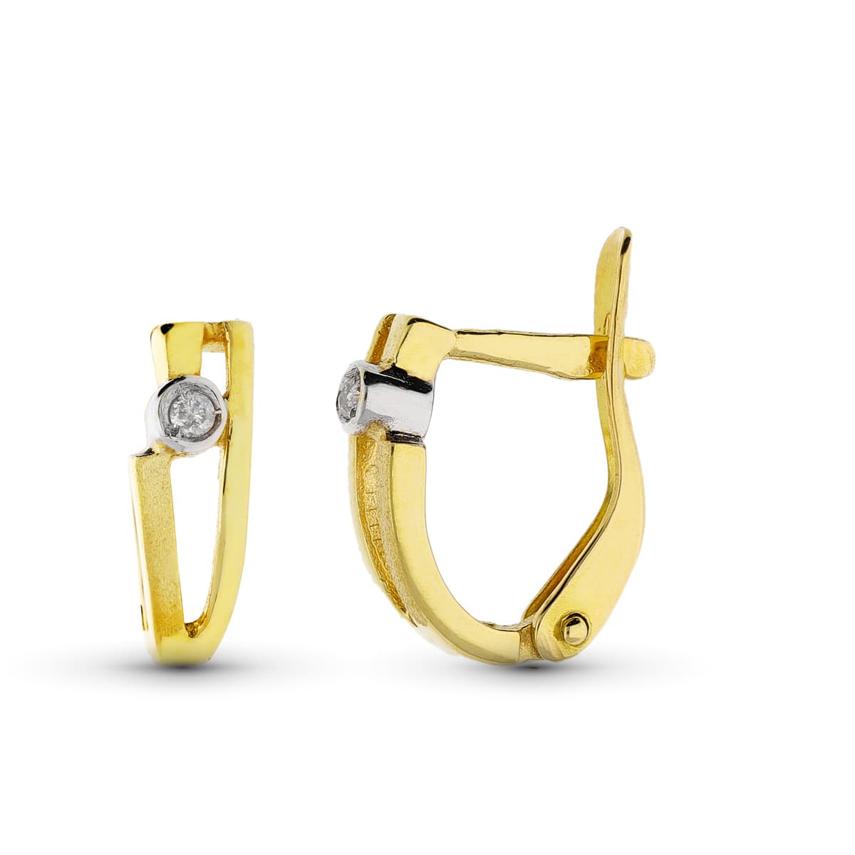 18K guld diamantøreringe 10X3MM catalansk lås