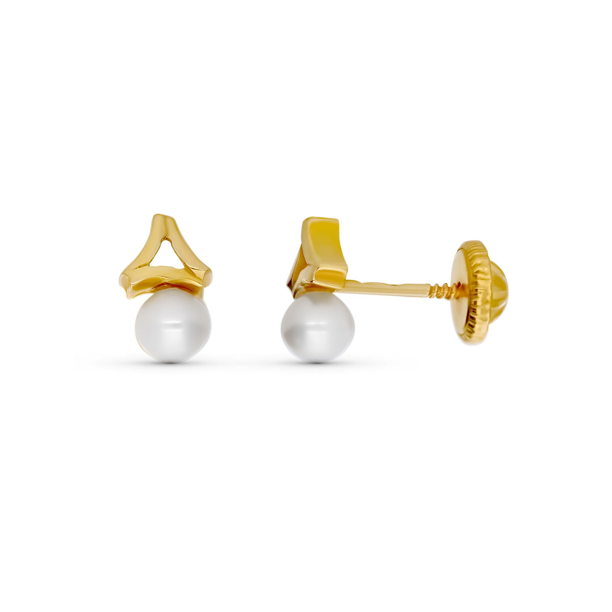 Pendientes Oro Amarillo 18K Perlas 7X4 mm Cierre Rosca