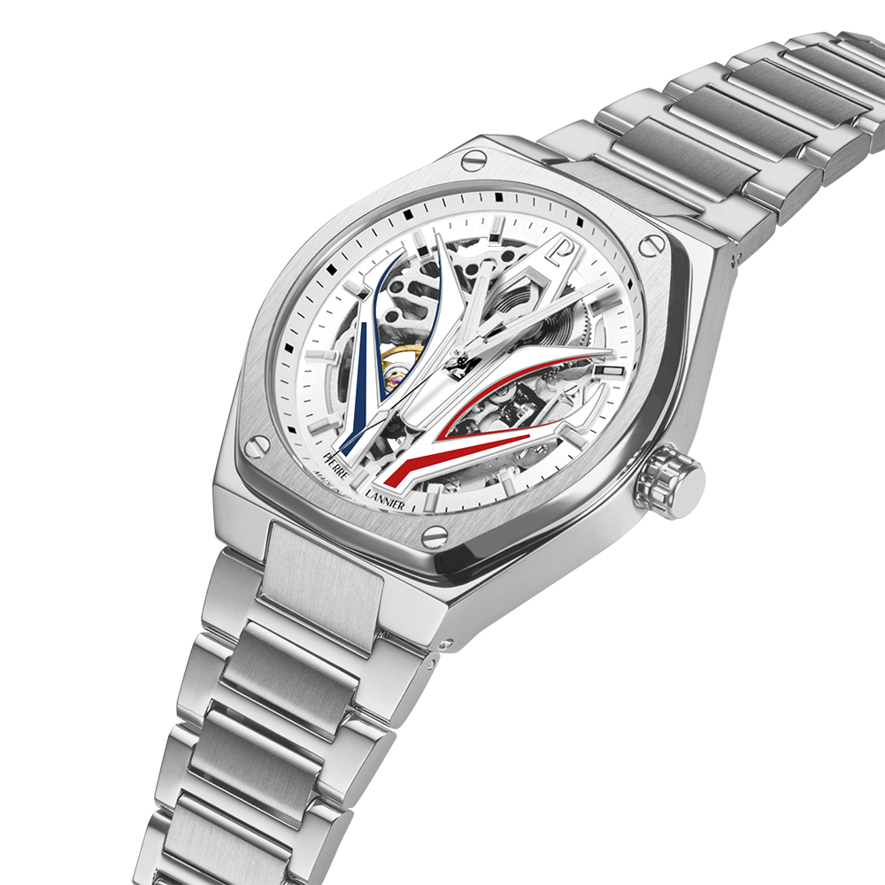 Montre homme Pierre Lannier ARDENT 324D101 – cadran blanc bracelet acier argenté – vue 3
