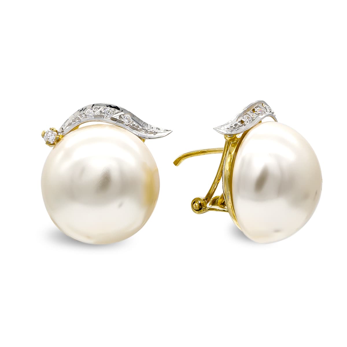 Pendientes Oro Amarillo 18K y Perlas 16mm Cierre Omega