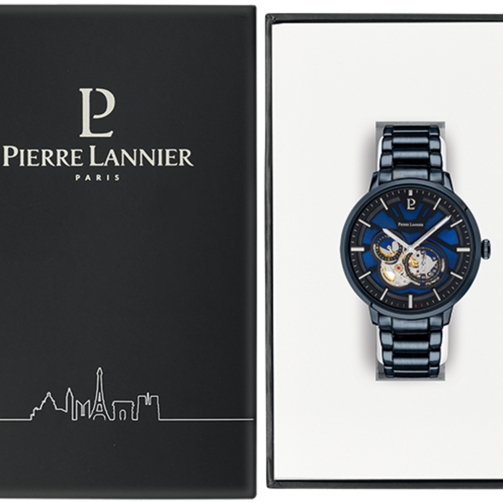 Montre homme Pierre Lannier TRIO 333D469 – cadran bleu bracelet acier bleu – vue 3