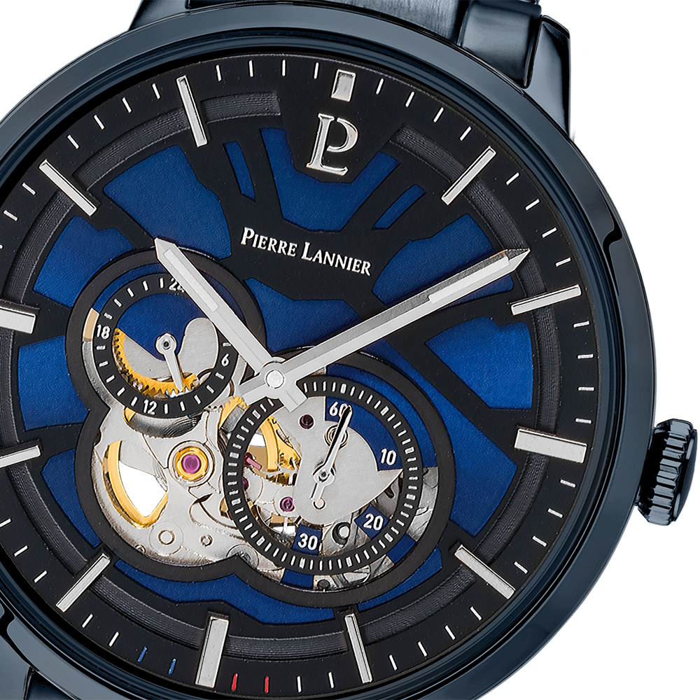 Montre homme Pierre Lannier TRIO 333D469 – cadran bleu bracelet acier bleu – vue 4